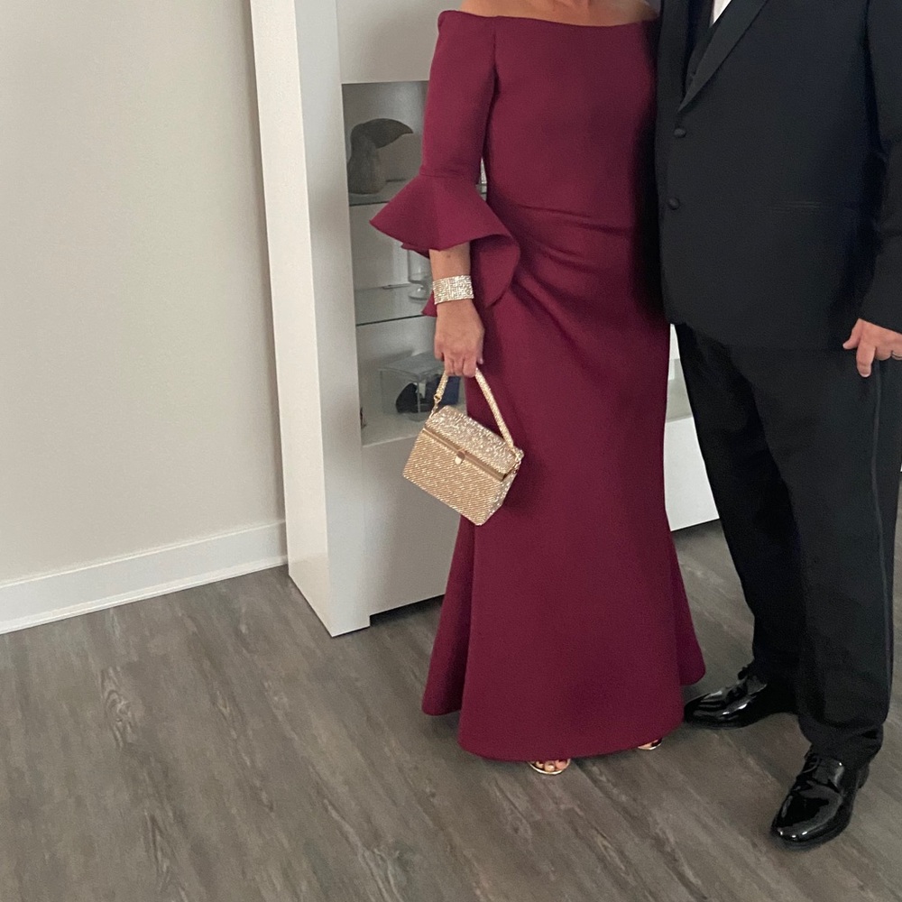 Jovani- scuba material dress in Wine. Worn once